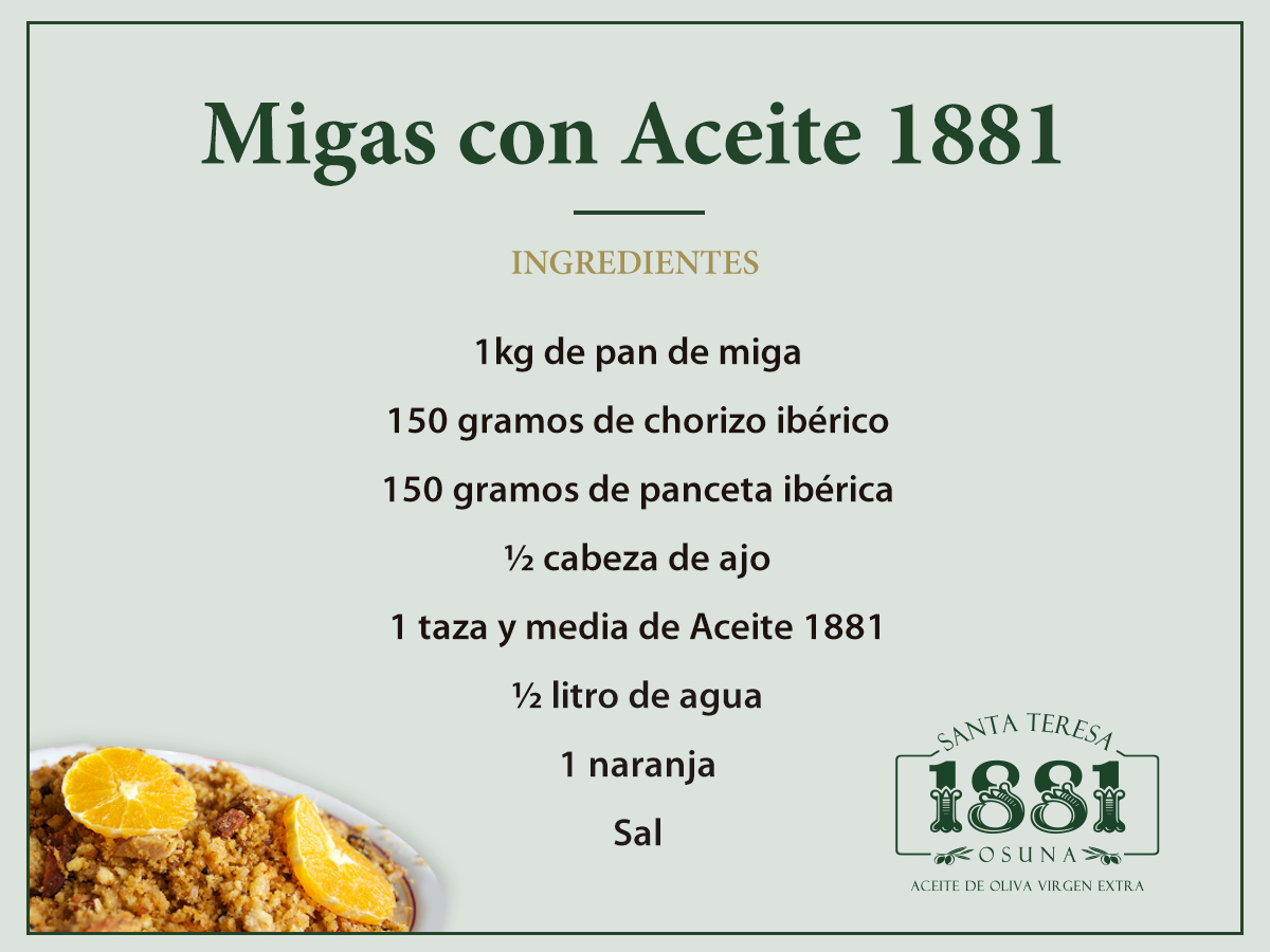 Literatura saltar Moviente Migas andaluzas elaboradas con Aceite 1881 - Recetas de cocina de Aceite  1881