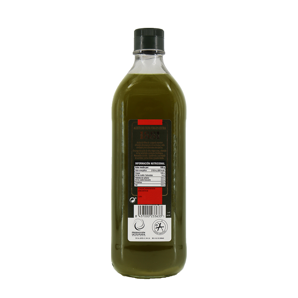 Aceite de Oliva Virgen Extra. Botella de cristal 1 lt.